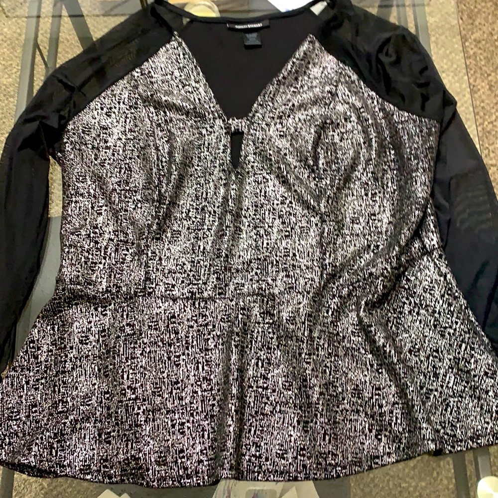 Ashley Stewart Mesh Sleeve Top